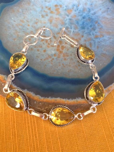 Gorgeous Natural CITRINE Sterling Silver Bracelet 7 8