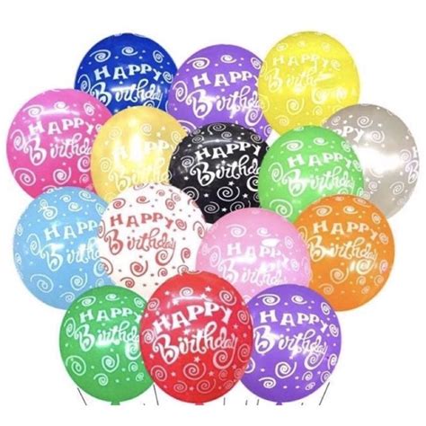 12 Inches Happy Birthday Balloons Printed Happy Birthday Party