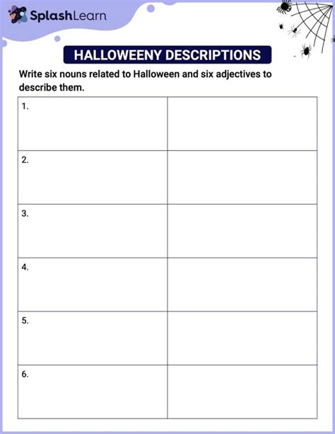 Halloweeny Descriptions Worksheet