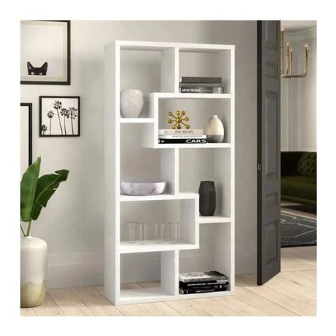 Buy Wooden Adjustable Bookshelf Morden White Desk Storage Rack Display