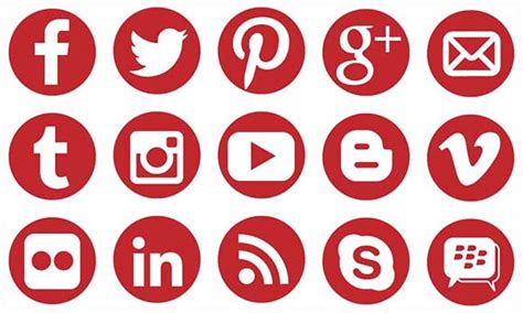 Red And White Social Media Icons Social Media Shutterbug