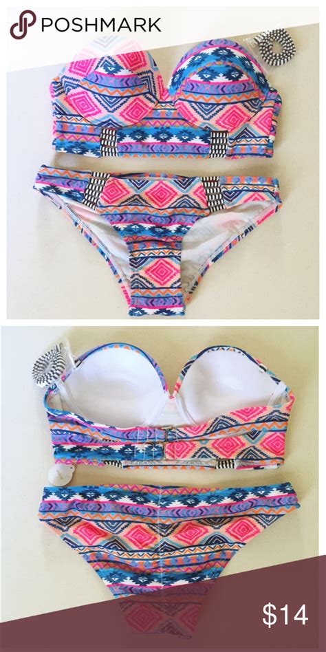 NWOT Xhilaration Tribal Stripe Push Up Bikini Set Push Up Bikini