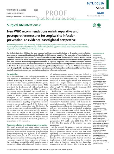 Pdf New Who Recommendations On Intraoperative And Postoperative