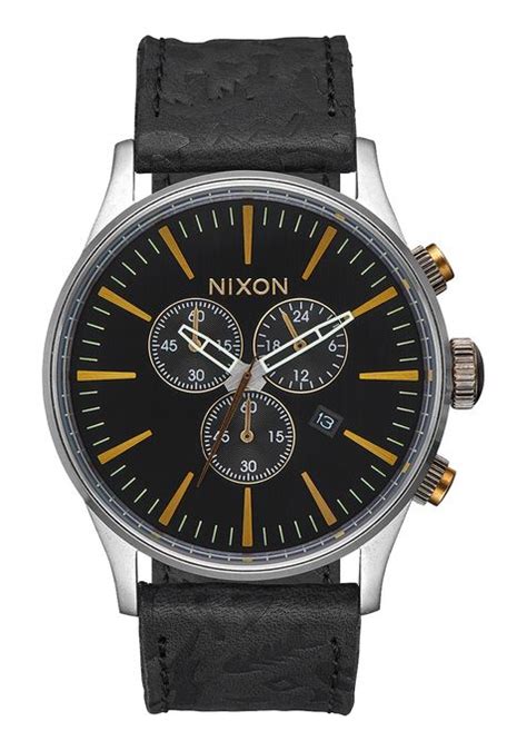 Nixon Sentry Chrono Leather Black Brass