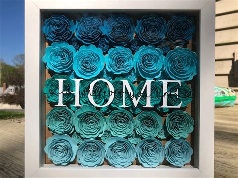 Personalized Handmade Cardstock Flower Shadow Box Gifts For Etsy