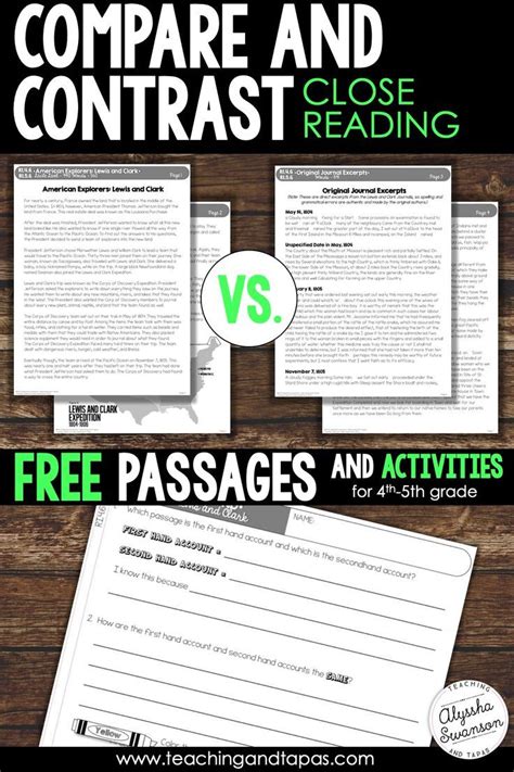 Close Reading Freebie For 4th 5th Grade Close Reading Passages