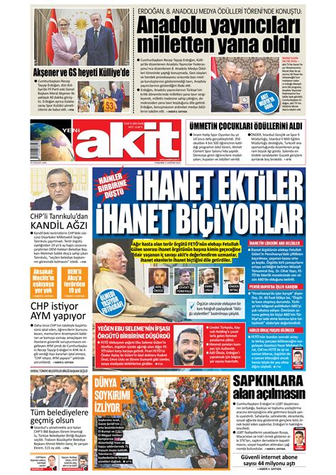 Yeni Akit Gazetesi Haziran Per Embe G N Man Eti