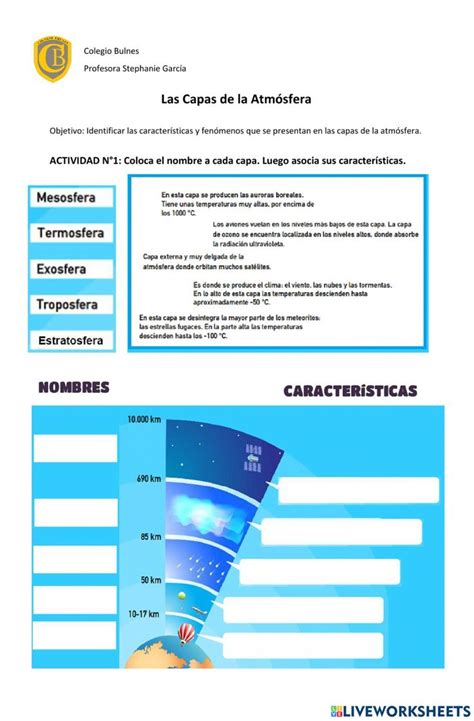 Características De Las Capas De La Atmósfera Worksheet Ciencias De La Naturaleza Capas De La