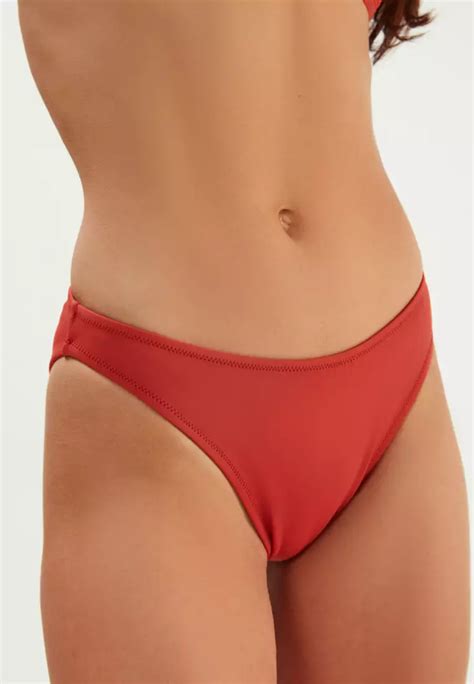 Buy EROS Terracotta Bikini Bottom High Waisted Basic Swimwear For