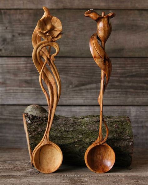 Exquisite Hand Carved Wooden Spoons By Giles Newman On Etsy Carved Spoons Wood Spoon Carving