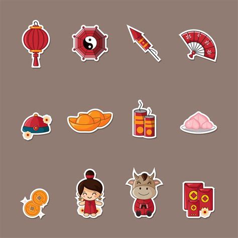 Chinese New Year Sticker 1953769 Vector Art At Vecteezy