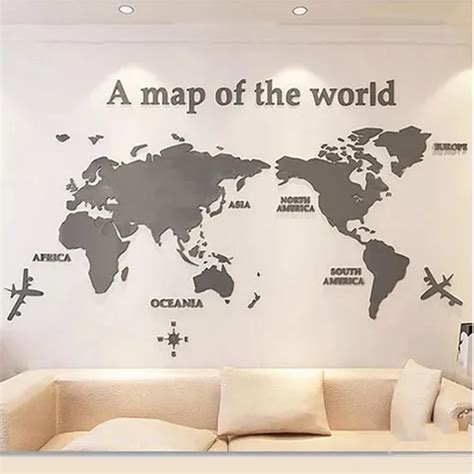 Mapa Del Mundo Decoracion Para Pared D Interior X Cm Mercadolibre