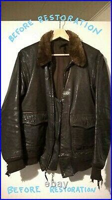 Original WWII M 422A G1 Leather Flight Jacket AN 6552 Restored WW2 US