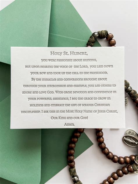 Saint Hubert A1 Letterpress Prayer Card Etsy Uk