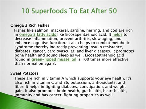 Ppt 10 Superfoods To Eat After 50 Powerpoint Presentation Free