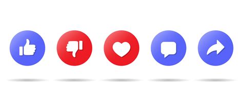 Icon Set Of Social Media Elements Like Dislike Love Comment And