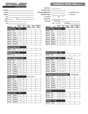 Fillable Online Dyna Gro Commercial Order Form Fax Email Print PdfFiller