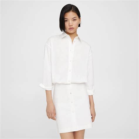 theory fitted shirt dress  good cotton  white modesens