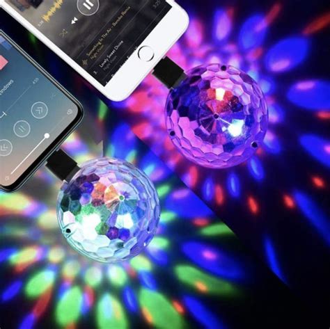 Multi Colors Stage Dj Lamp Usb Sound Double Magic Ball Mini Disco