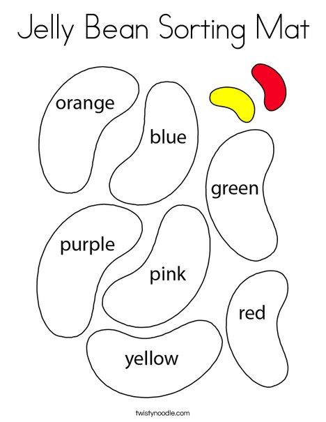 Jelly Bean Sorting Mat Coloring Page - Twisty Noodle