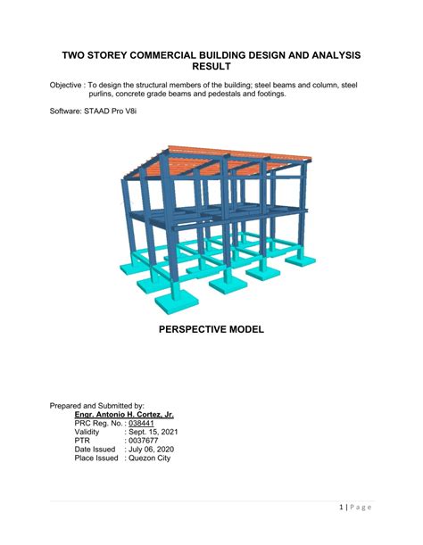 TWO STOREY COMMERCIAL BUILDING DESIGN AND ANALYSIS REPORT