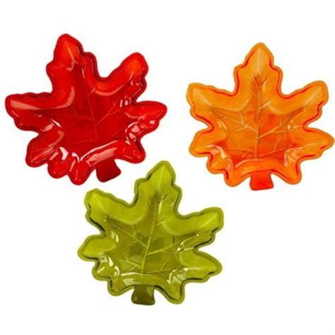 3 Pack Of Fall Autumn Leaf Candy Dishes