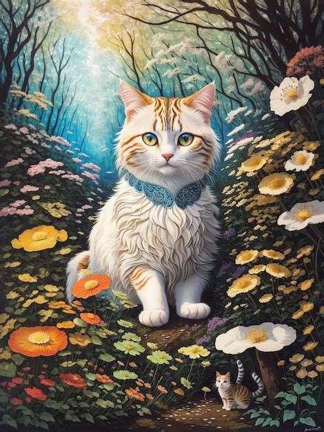 Premium AI Image | inpainting a cute cat in a beautiful forest wi