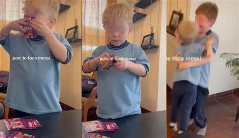 TikTok viral niño besa 10 veces su sobre de figuritas antes de abrirlo