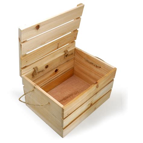 Natural Wooden Storage Box with Lid - Medium The Lucky Clover Trading Co.