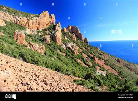 Top View Above The Coastline Of The French Riviera From The Summit Of