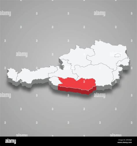 Carinthia Region Location Within Austria 3d Isometric Map Stock Vector