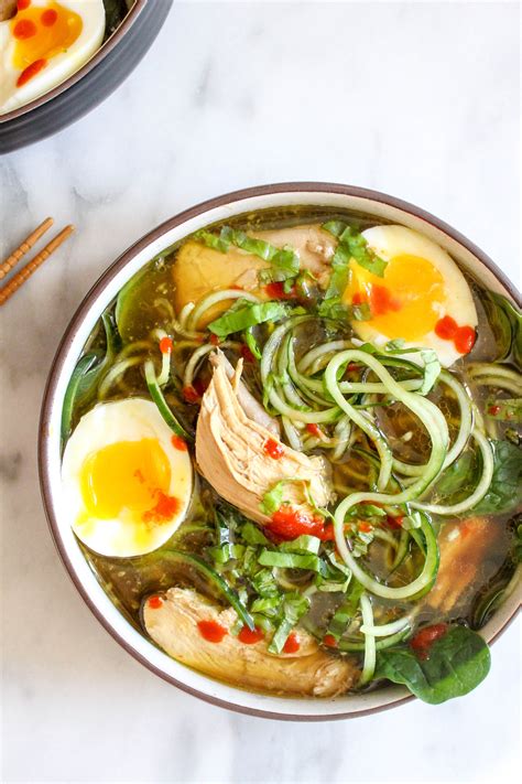 Herbed Chicken Pho with Zucchini Noodles & Soft-Boiled Eggs