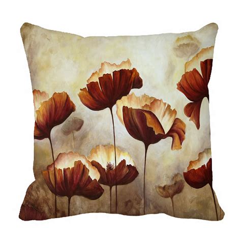 PHFZK Floral Pillow Case Vintage Retro Poppy Flower Pillowcase Throw