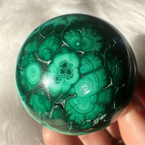 Malachite Crystal Sphere With Flowers, Orbs & Banding / Unique Banded ...