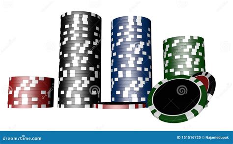 Set of Poker Chips of Different Colors Isolated on White Background ...