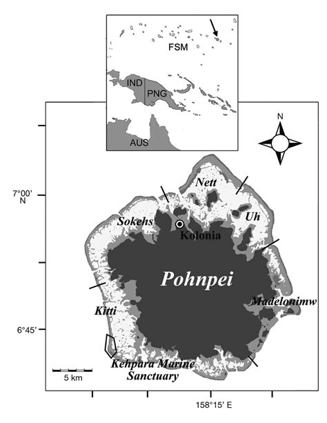 Map Of Pohnpei Showing The Location Of The Kehpara Aggregation Site