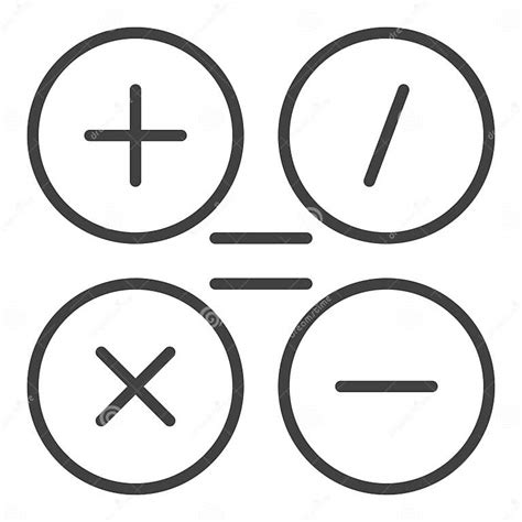 Basic Mathematical Symbols Vector Math Concept Linear Icon Stock