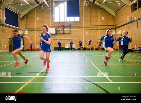 Students Run During A Physical Education Pe Lesson Inside The