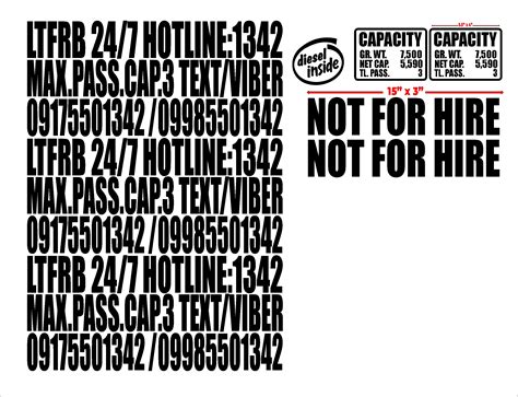 Ltfrb Markings Set Capacity And Not For Hire Sticker Lazada Ph