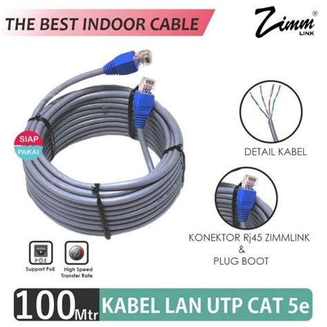 Jual Kabel Lan Utp Cat E Indoor Cca Zimmlink Siap Pakai Meter