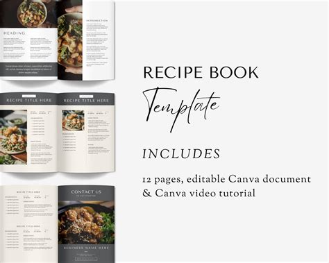 Recipe Book Template Printable Recipe Book Canva Cookbook Template