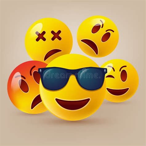 Emoji Sonriente De La Cara O Emoticons Amarillos En Realista Brillante