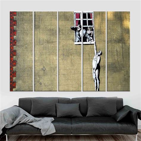 Banksy Naked Man Banksy Wall Art Naked Man Hanging Graffiti Etsy Hong