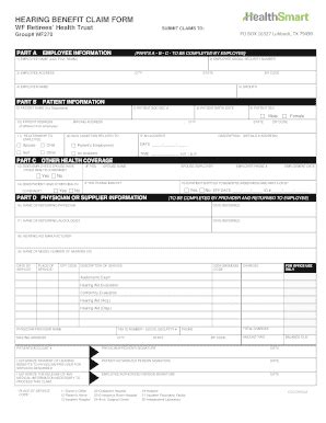 Fillable Online Hearing Benefit Claim Form Fax Email Print Pdffiller