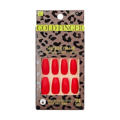 Goldfinger Press On Nails Full Cover Bold Red Color Matt