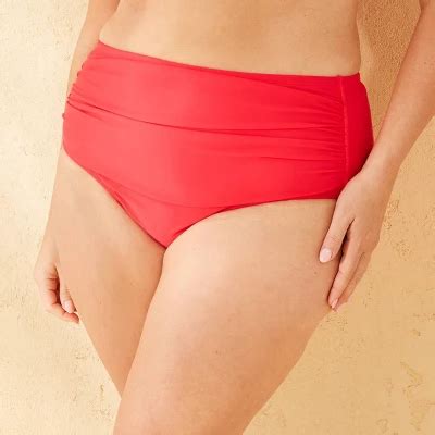 Women S Shirred High Waist Full Coverage Bikini Bottom Shade Shore