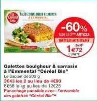 Promo Galettes Boulghour Sarrasin à L emmental céréal Bio chez