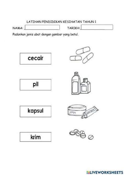 Latihan Pk Tahun 1 Ketahui Ubat A Online Exercise For Live Worksheets