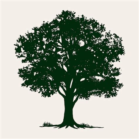 Silueta de árbol de roble de diseño plano Vector Gratis