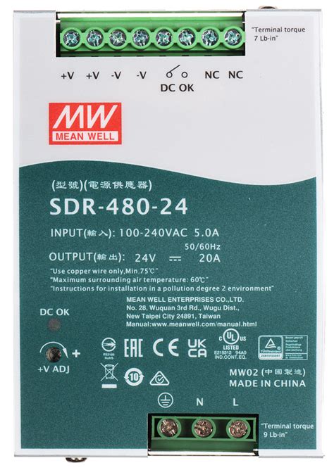 Switching Adapter Sdr Mean Well Din Rail Delta